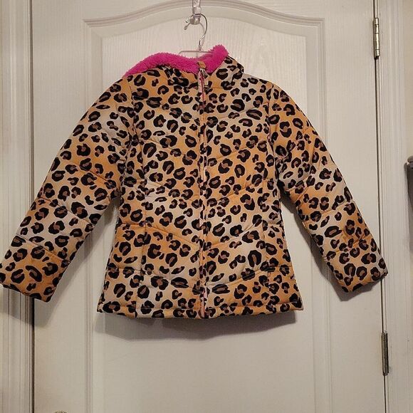 GIRLS WINTER CHEETAH PINK BUBBLE JACKET - Picture 13 of 15